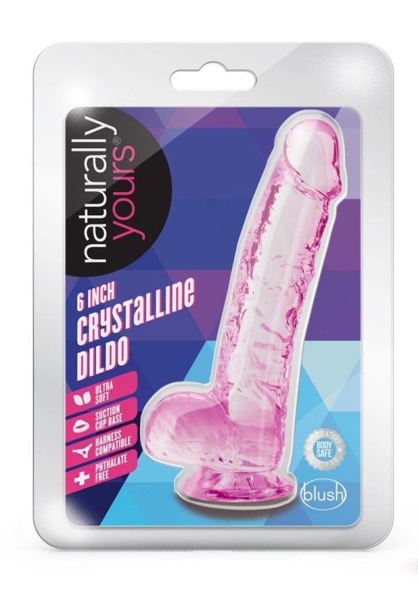 Naturally Yours Crystalline Dildo 6in - Rose