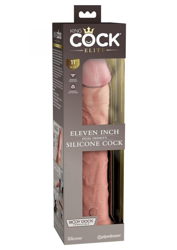 King Cock Elite Dual Density Silicone Dildo 11in - Vanilla