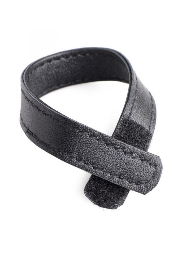 Cock Gear Velcro Leather Cock Ring - Black