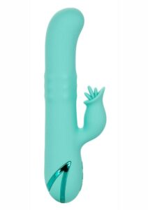 California Dreaming Bel Air Bombshell Rechargeable Silicone Vibrator with Clitoral Stimulator - Blue