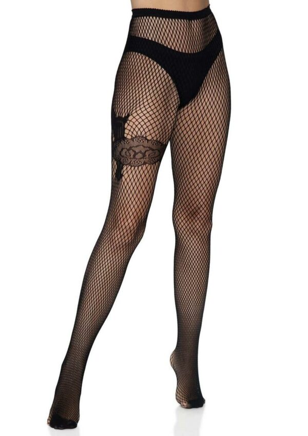 Leg Avenue - Gunslinger Garter Diamond Net Tights - O/S - Black