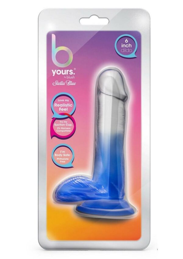 B Yours Stilla Blue Dildo 6in - Blue/Clear