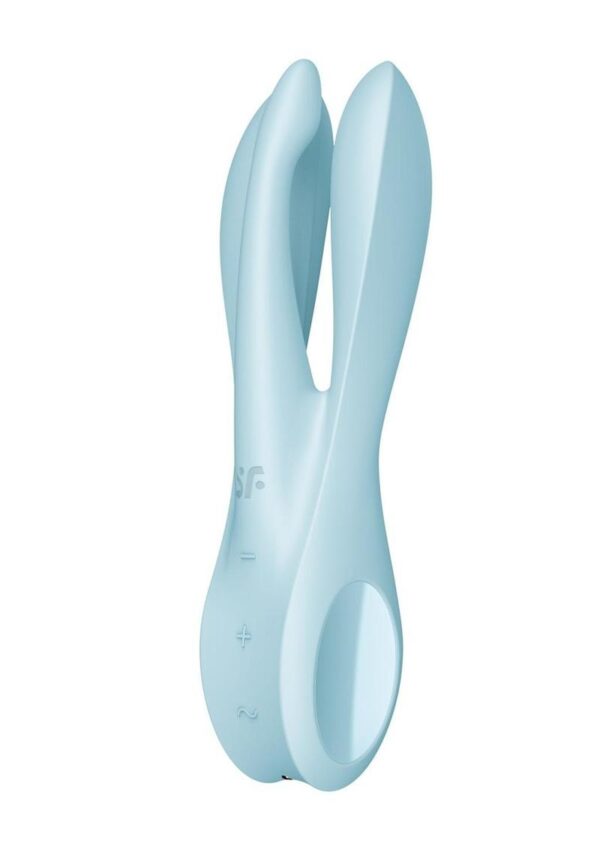 Satisfyer Threesome 1 Rechargeable Silicone Vibrator - Light Blue