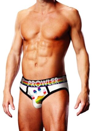 Prowler White Oversized Paw Brief - Medium - White/Rainbow