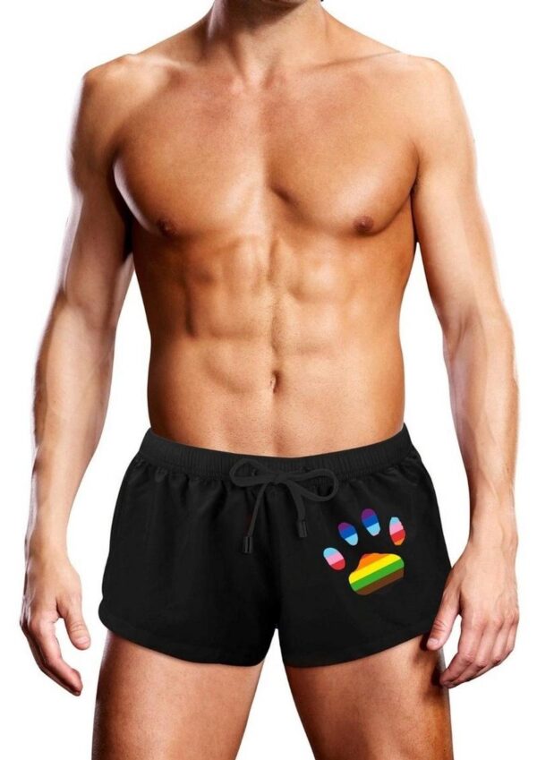 Prowler Oversized Paw Swimming Trunk - Medium - Black/Rainbow