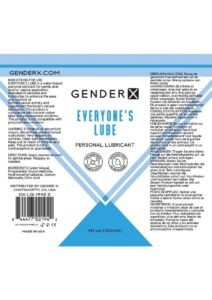 Gender X Everyone`s Lube Water Based Lubricant 4oz