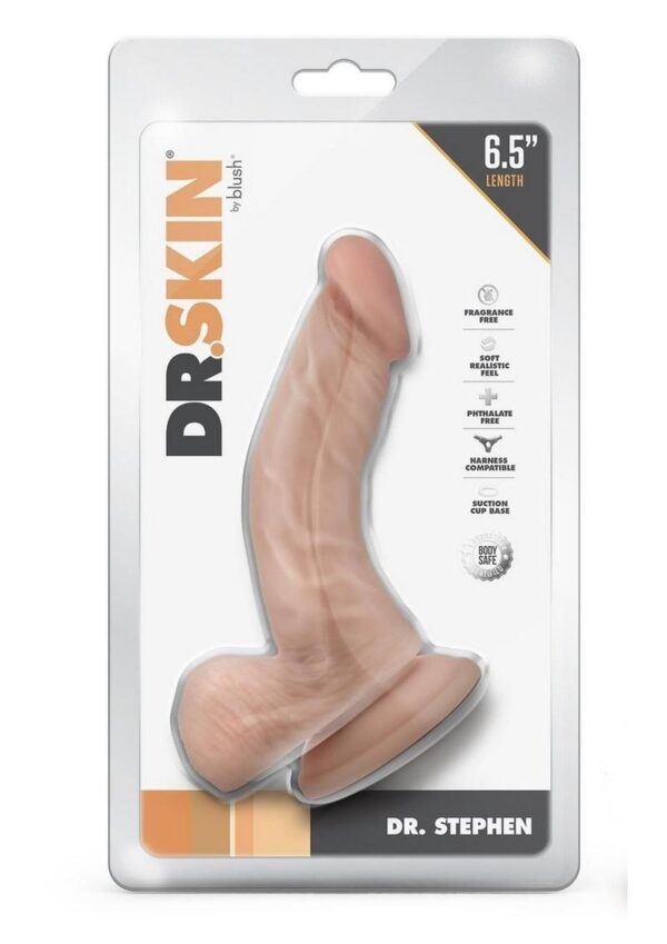 Dr. Skin Dr. Stephen Dildo with Balls and Suction Cup 6.5in - Vanilla