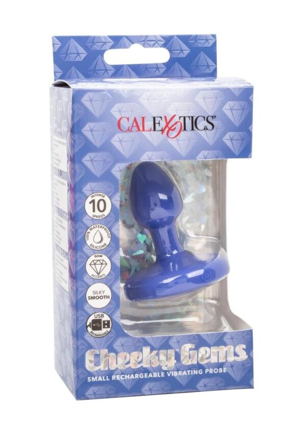 Cheeky Gems Rechargeable Silicone Vibrating Probe - Small - Blue