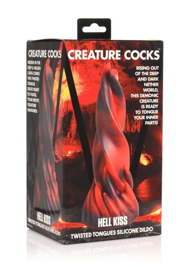 Creature Cocks Hell Kiss Twisted Tongues Silicone Dildo - Red/Black