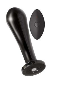 Ass-Sation Remote Control Vibrating Metal Anal Bulb - Black