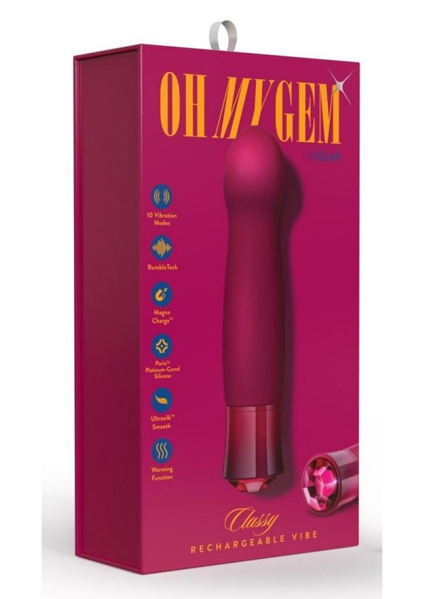 Oh My Gem Classy Rechargeable Silicone Vibrator - Garnet Red