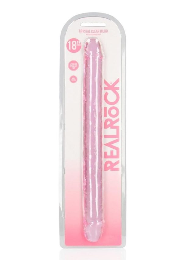 RealRock Crystal Clear Double Dong 18in - Pink