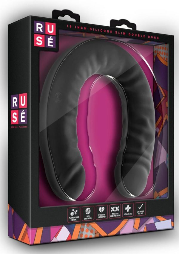 Ruse Silicone Double Headed Dildo 18in - Black