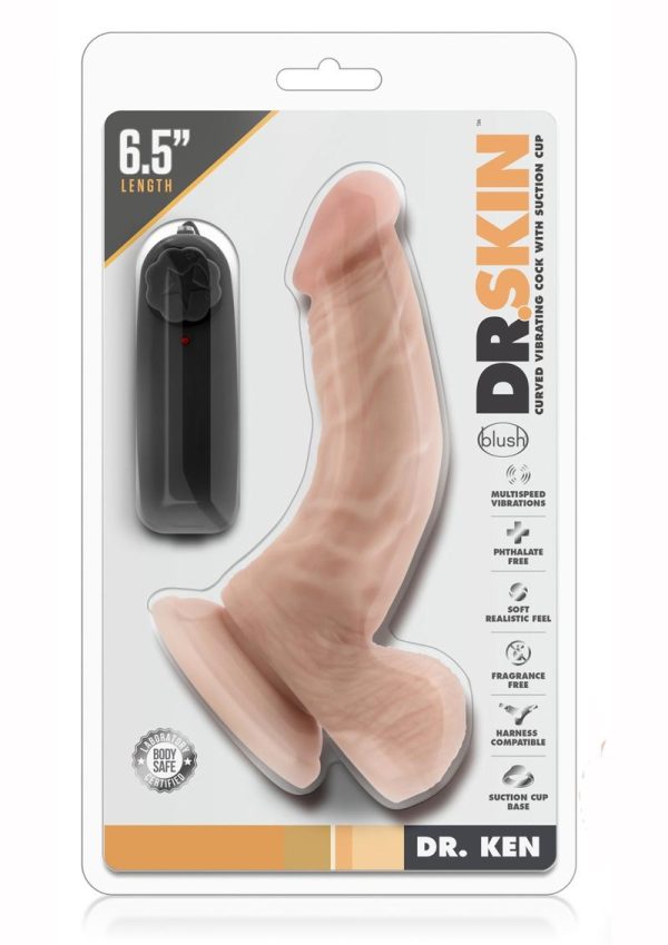 Dr. Skin Dr. Ken Vibrating Dildo with Remote Control 6.5in - Vanilla