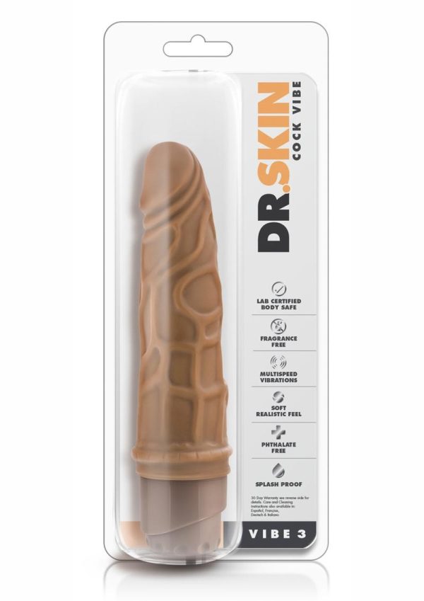 Dr. Skin Cock Vibe 3 Vibrating Dildo 7.25in - Caramel