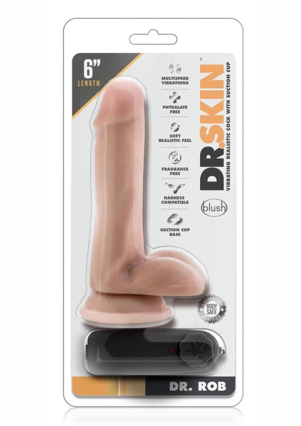 Dr. Skin Dr. Rob Vibrating Dildo with Remote Control 6in - Vanilla