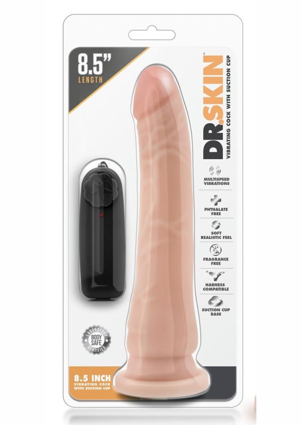 Dr. Skin Vibrating Dildo with Suction Cup 8.5in - Vanilla