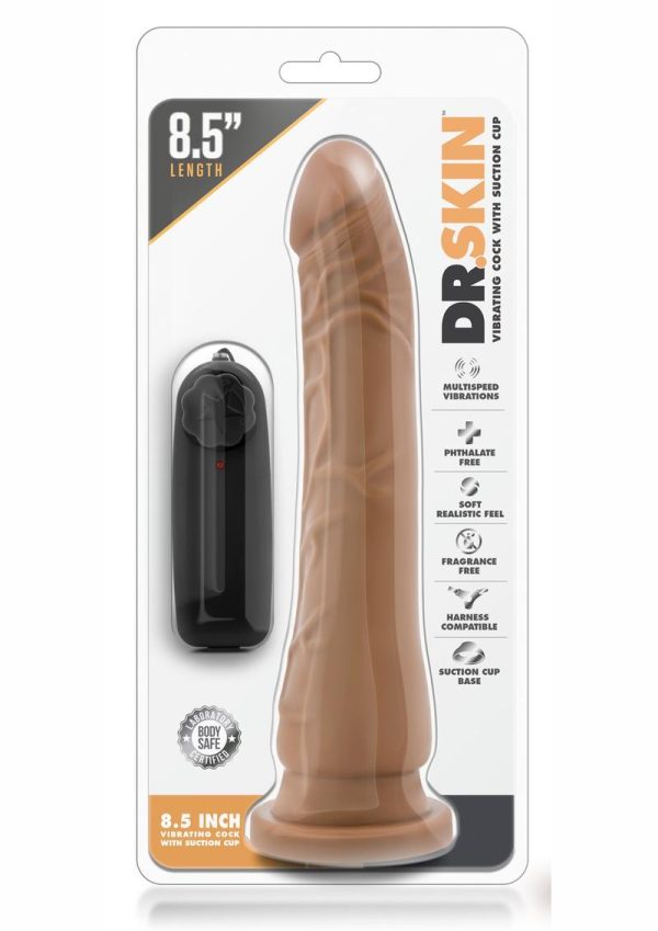 Dr. Skin Vibrating Cock with Suction Cup 8.5in - Caramel