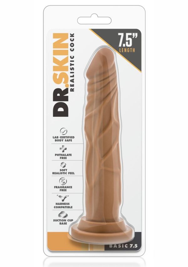 Dr. Skin Realistic Cock Basic 7.5 Dildo 7.5in - Caramel