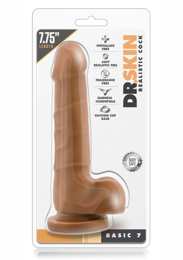 Dr. Skin Basic 7 Dildo with Balls 7.75in - Caramel