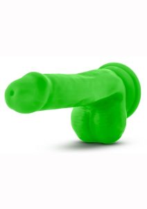 Neo Elite Silicone Dual Density Dildo with Balls 6in - Neon Green