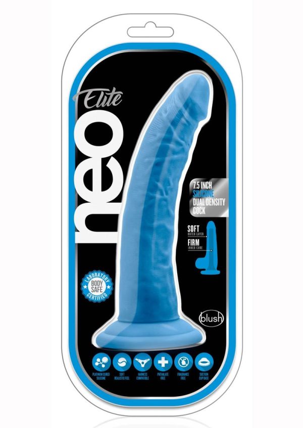 Neo Elite Silicone Dual Density Cock 7.5in - Neon Blue