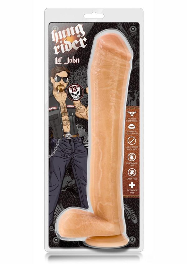 Hung Rider Lil John Dildo with Balls 13in - Vanilla