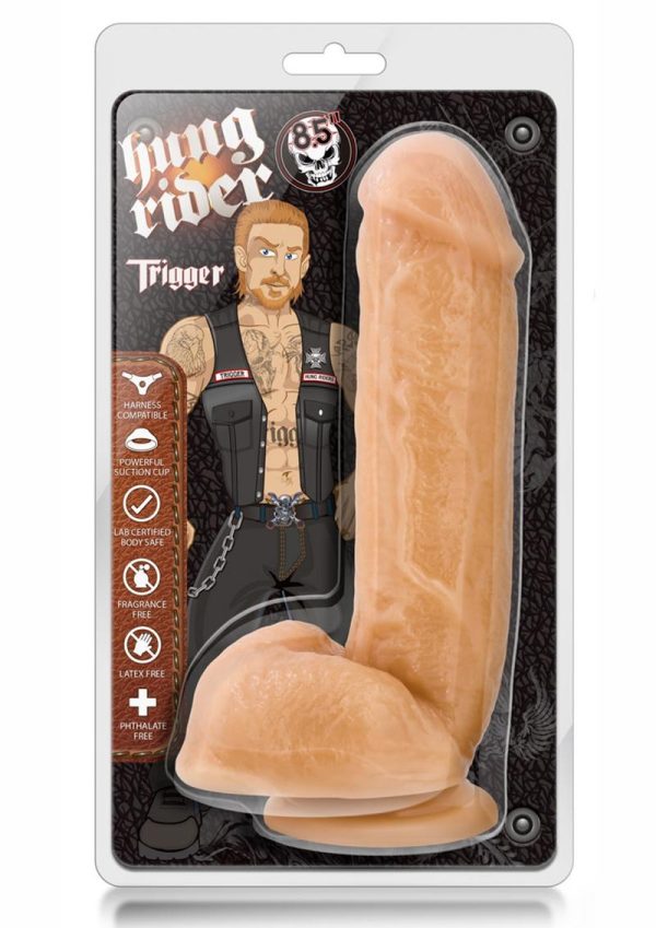 Hung Rider Trigger Dildo with Balls 8.5in - Vanilla