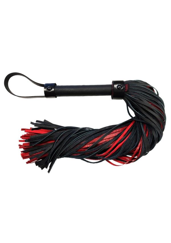 Rouge Anaconda Leather Flogger with Cuff - Black and Burgundy