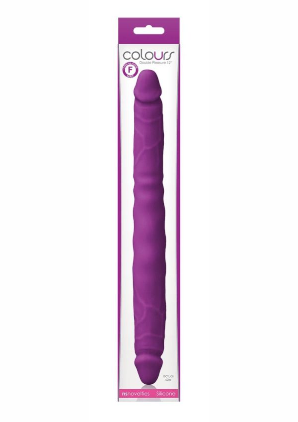 Colours Double Pleasures Silicone Double Dildo 12in - Purple