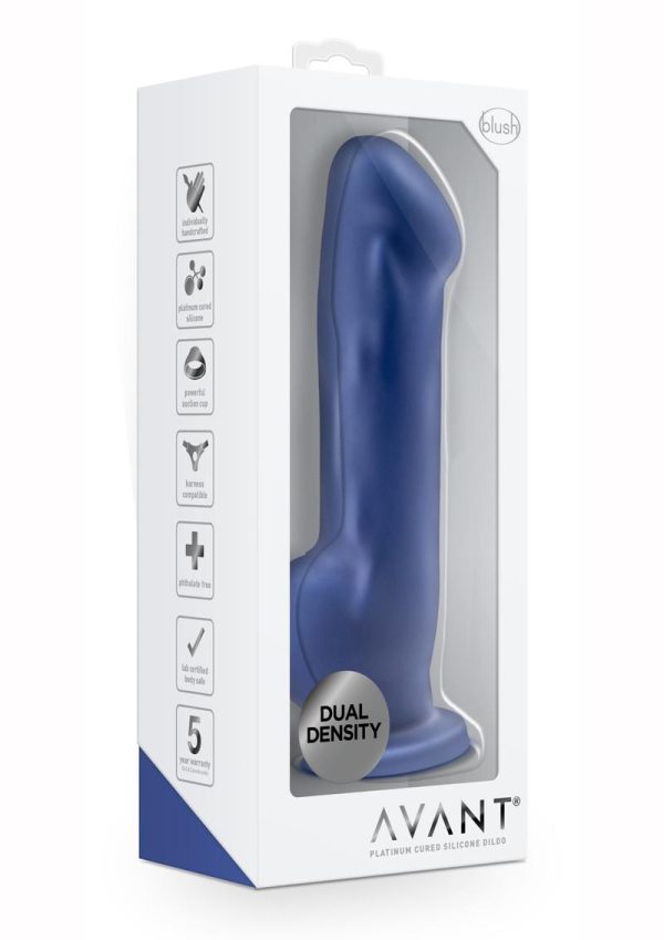 Avant D8 Ergo Silicone Dildo with Suction Cup 7.5in - Indigo