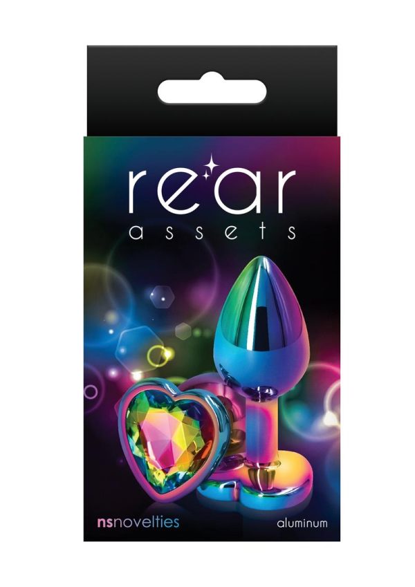 Rear Assets Multicolor Heart Anal Plug - Small - Rainbow