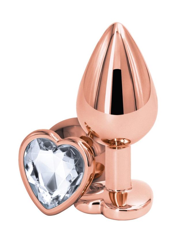 Rear Assets Rose Gold Heart Anal Plug - Medium - Clear