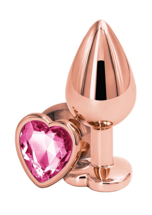 Rear Assets Rose Gold Heart Anal Plug - Medium - Pink