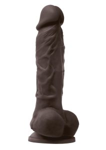 Colours Pleasures Silicone Vibrating Dildo with Balls 5in - Chocolate