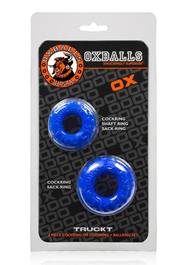 Oxballs Truckt Cock Ring (2 Pack) - Police Blue