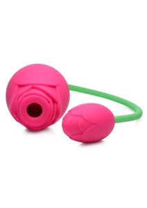 Inmi Bloomgasm Rose Duet 15x Silicone Rechargeable Vibrating and Sucking Clit Stimulator - Pink