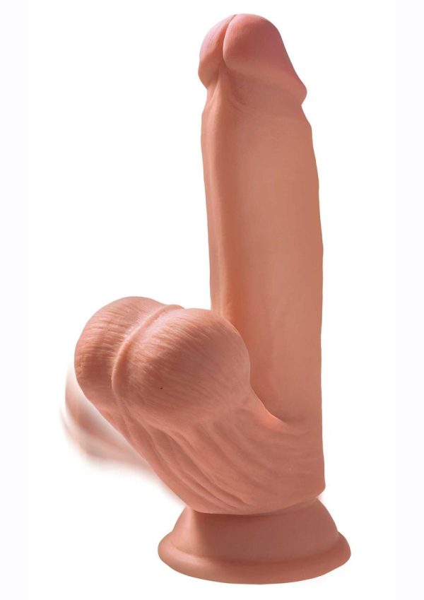 King Cock Plus Triple Density Dildo with Swinging Balls 7in - Caramel