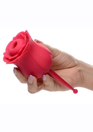 Inmi Bloomgasm Sucking and Vibrating Rose Silicone Rechargeable Clit Stimulator - Red