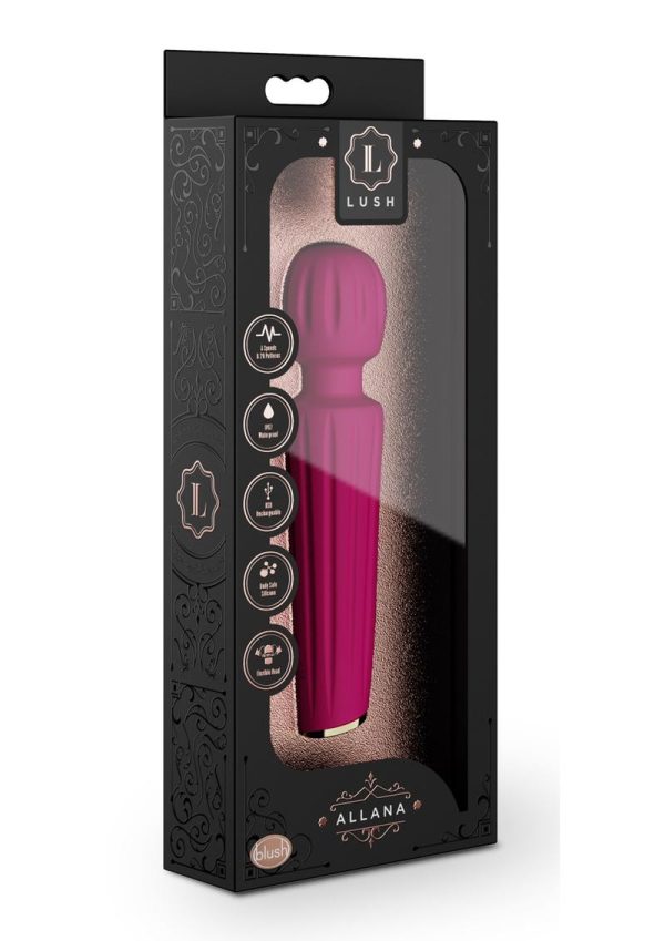 Lush Allana Velvet Rechargeable Silicone Wand Vibrator- Magenta/Rose Gold