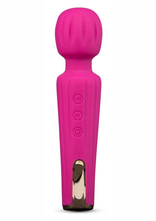 Lush Allana Velvet Rechargeable Silicone Wand Vibrator- Magenta/Rose Gold