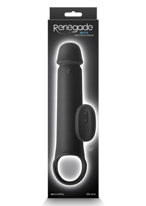 Renegade Brute Rechargeable Silicone Vibrating Penis Extension - Black