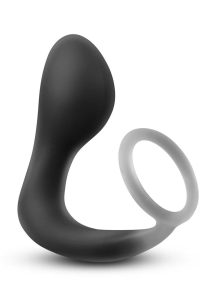 Renegade Slingshot Silicone Cock Ring and Prostate Plug - Black