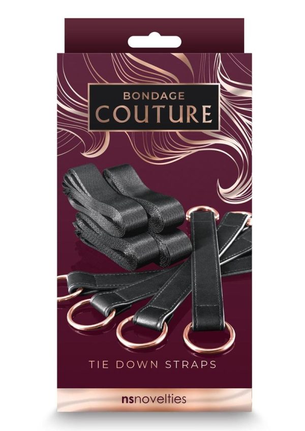 Bondage Couture PU Leather Tie Down Straps - Black