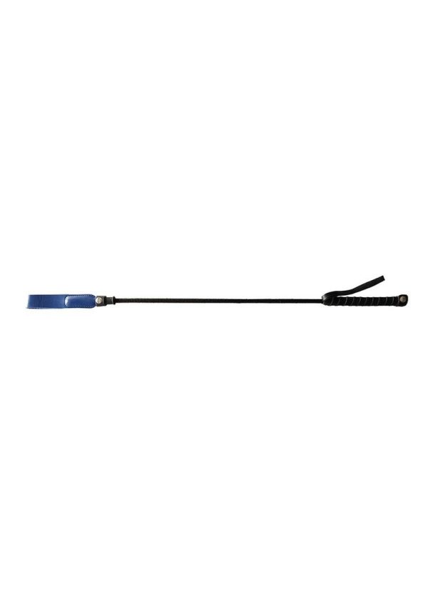 Rouge Leather Riding Crop with Slim Tip - Blue