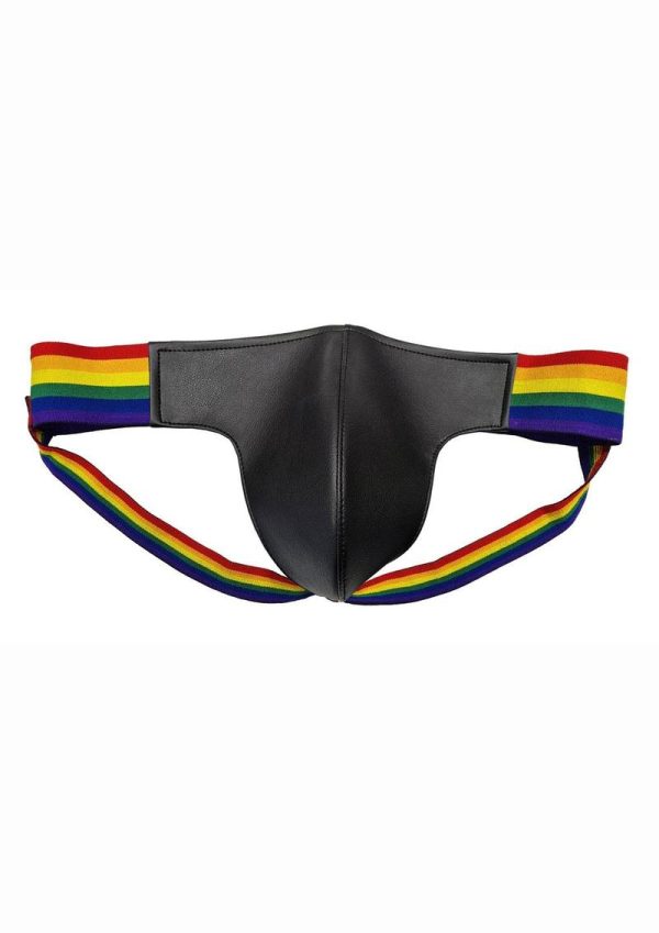 Rouge Leather Jock with Pride Stripes - Xtra Large - Multicolor