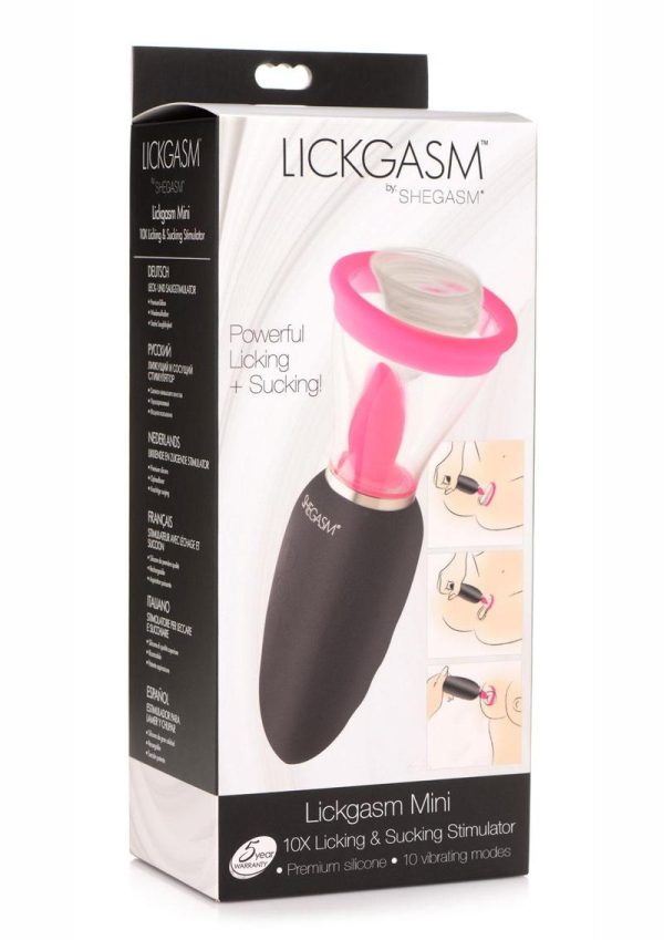 Inmi Lickgasm Mini 10X Licking and Sucking Rechargeable Silicone Clitoral Stimulator - Black/Pink