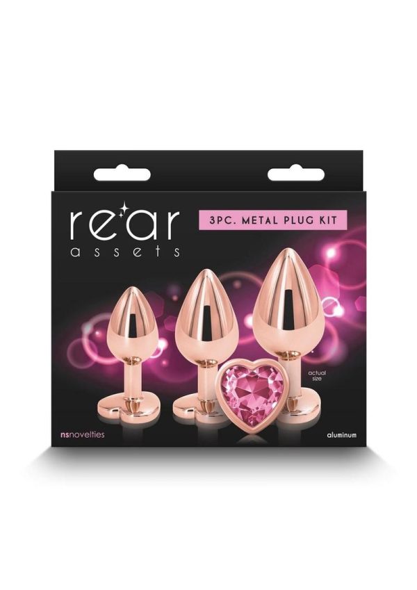 Rear Assets Aluminum Anal Plug Trainer Kit (3 pieces) - Pink/Rose Gold