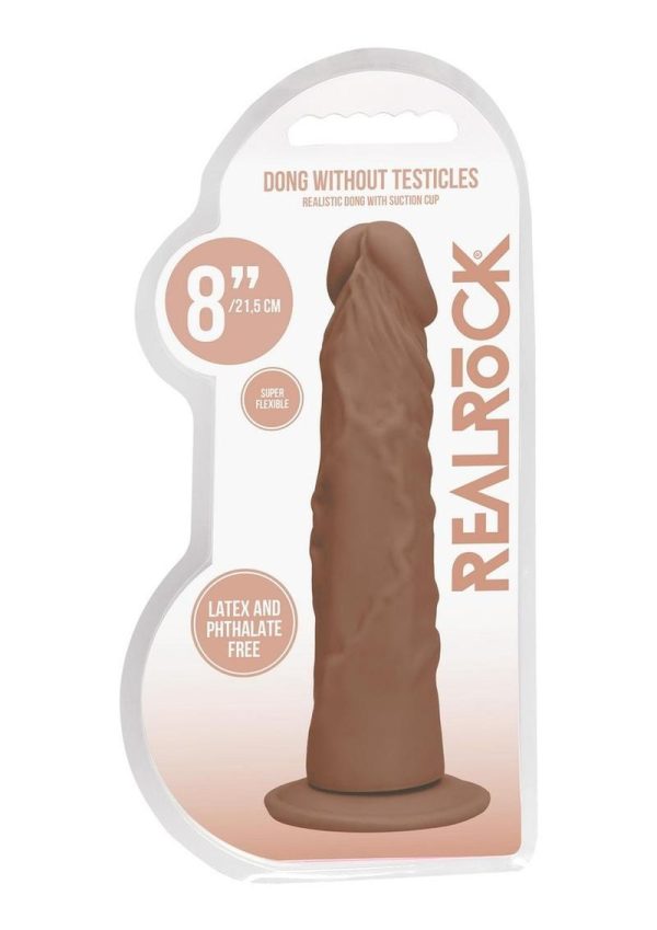 RealRock Skin Realistic Dildo Without Balls 8in - Caramel