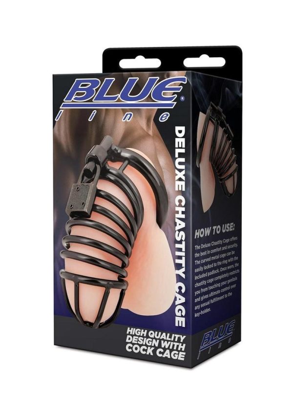 Blue Line Deluxe Chastity Cage - Black